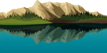 a lake with trees and mountains in the background