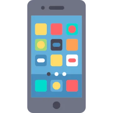 a smartphone with colorful squares on the screen