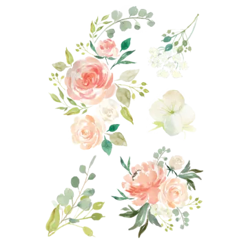 a watercolor rose pattern with leaves and flowers