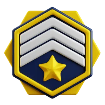 a badge with a star in the middle