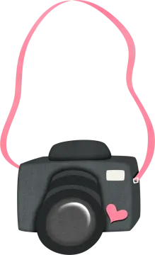 a camera with a pink strap around it