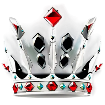 a white crown with red and blue diamonds on it