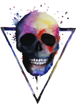 a watercolor painting of a skull on a white background