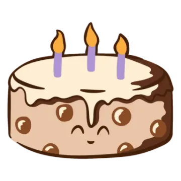 a cake with three candles on top