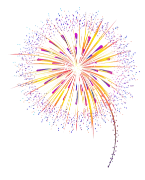a colorful fireworks on a white background