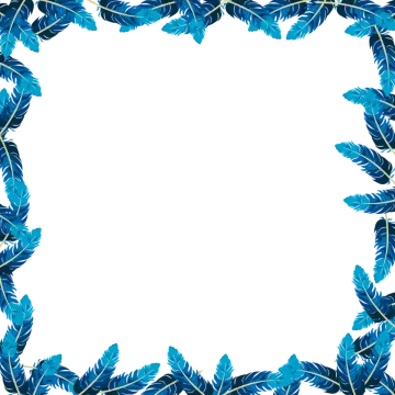 a square frame with blue leaves on it