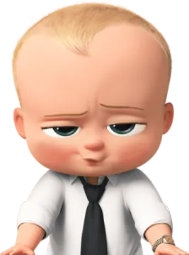 a cartoon baby in a white shirt and tie