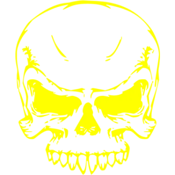 a drawing of a skull with fangs
