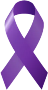 a purple ribbon on a white background