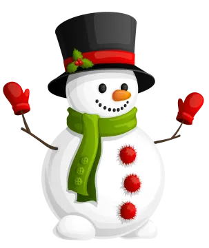 a snowman wearing a hat and scarf