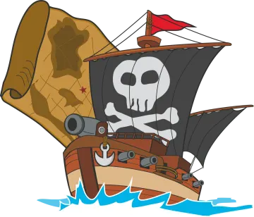 a pirate ship with a skull on it