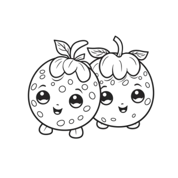 two cute strawberrys coloring pages