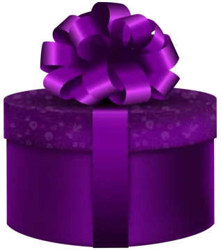 a purple gift box with a bow