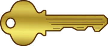 a golden key on a white background