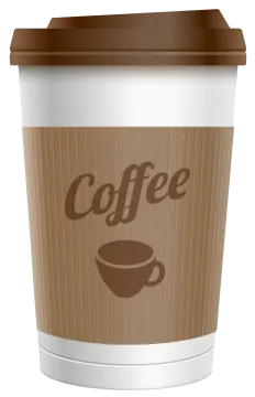a coffee cup with the word coffee on it