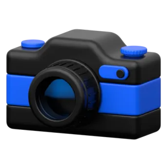 a blue and black camera