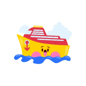 an illustration of a boat with a sad face on it