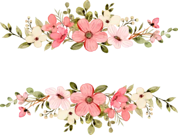 a floral border with pink and white flowers