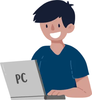 a man sitting in front of a laptop