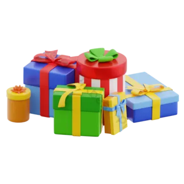 a pile of colorful gift boxes with bows