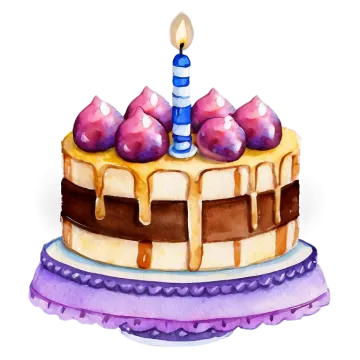 a watercolor painting of a birthday cake