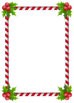 a christmas frame with holly and candy cane