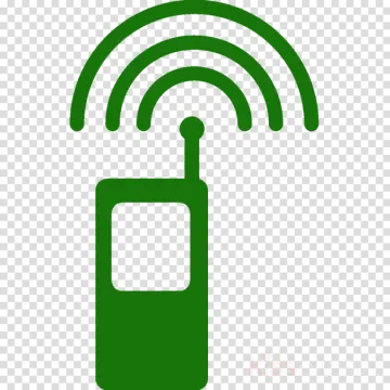 a green icon of a cell phone with an antenna