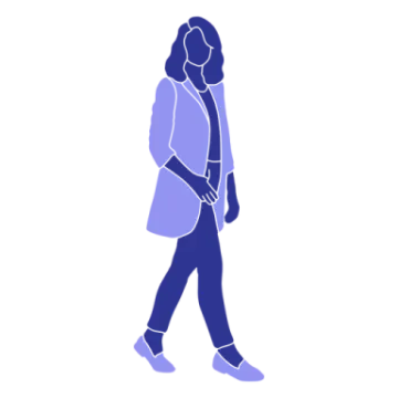 a silhouette of a woman walking down the street