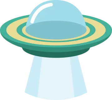 an alien spaceship with a blue dome on top