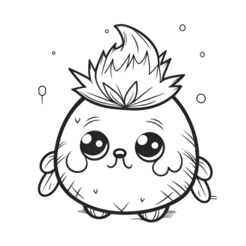 a black and white drawing of a cat with a leaf on its head