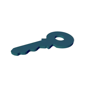 a blue key on a white background