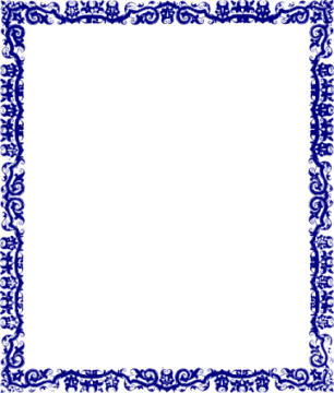 a blue and white frame with an ornate pattern