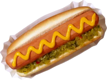 a hot dog with mustard on a white background