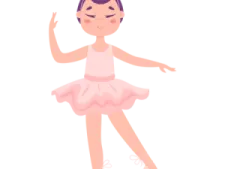 a little girl in a white dress is dancing