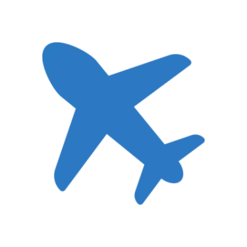 a blue airplane flying in the sky
