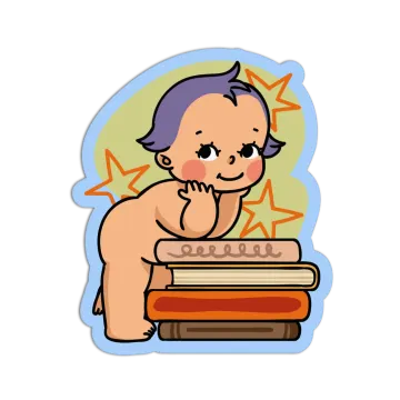 a boy sitting on top of a pile of books