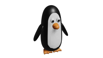 a black and white penguin with an orange beak