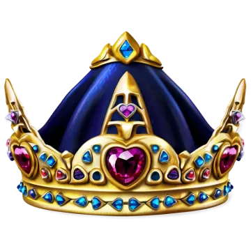 a gold crown with blue and pink gems