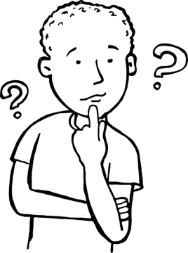 a black and white drawing of a man thinking