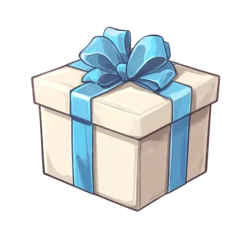 a gift box with a blue bow