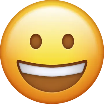 a smiley face with an open mouth