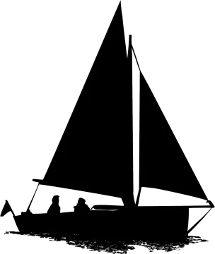 a black and white silhouette of a sailer