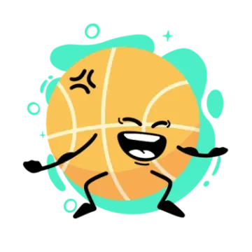 a cartoon basketball ball with a happy face