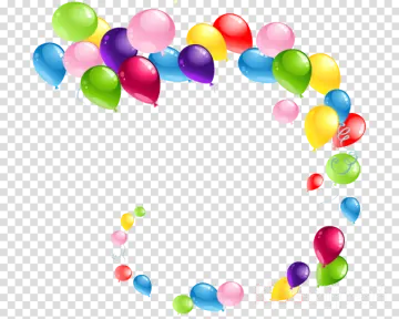 a circle of colorful balloons on a transparent background