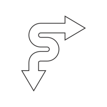 a black and white line drawing of an arrow