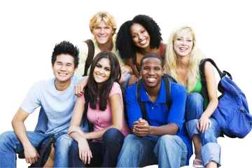 a group of young people sitting together