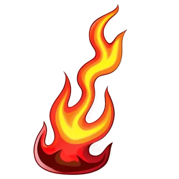 a cartoon fire on a white background