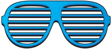 a pair of blue and black striped sunglasses