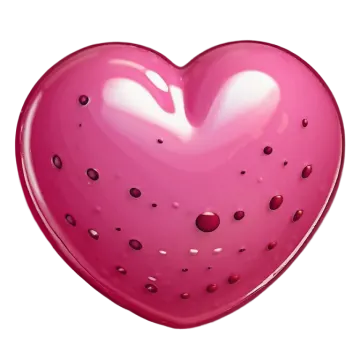 a pink heart with water drops on it