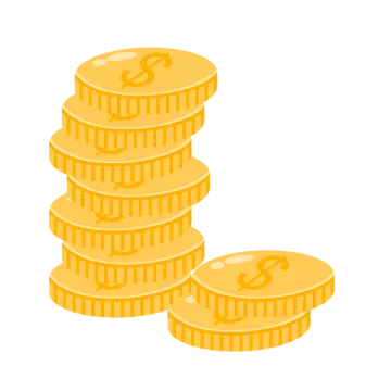 a stack of coins with a dollar symbol